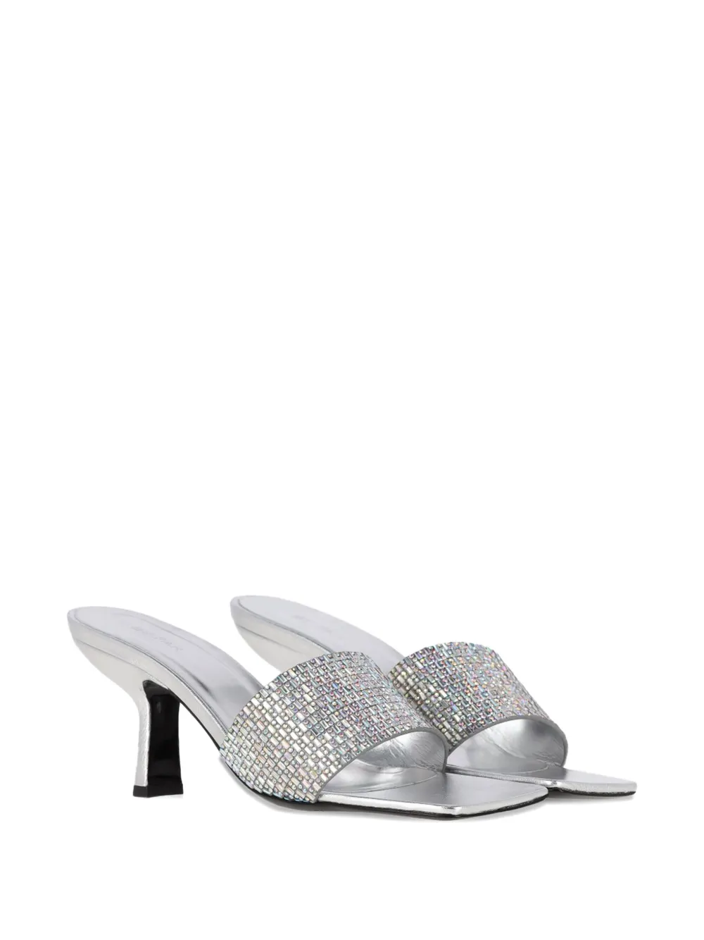 BY FAR crystal-embellished square-toe mules - Zilver
