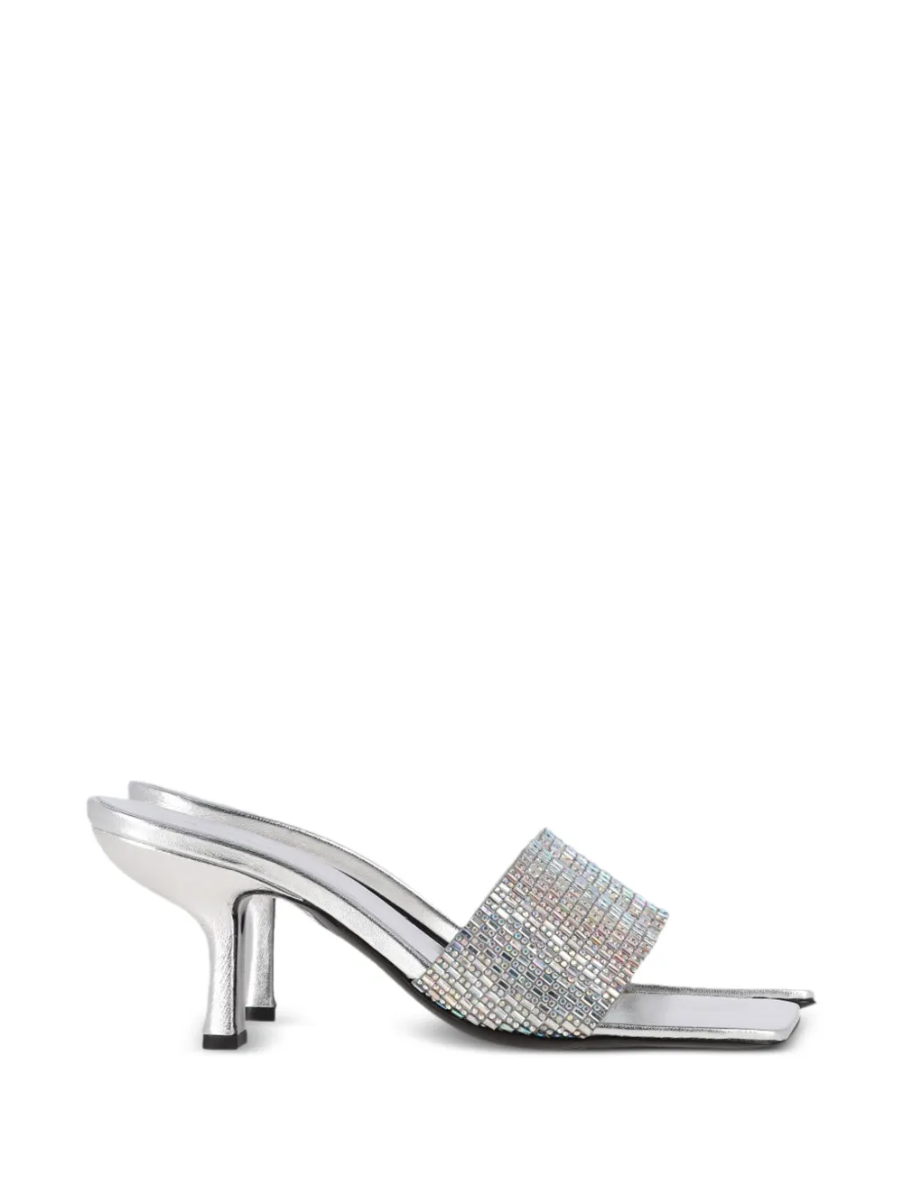 BY FAR crystal-embellished square-toe mules - Argento