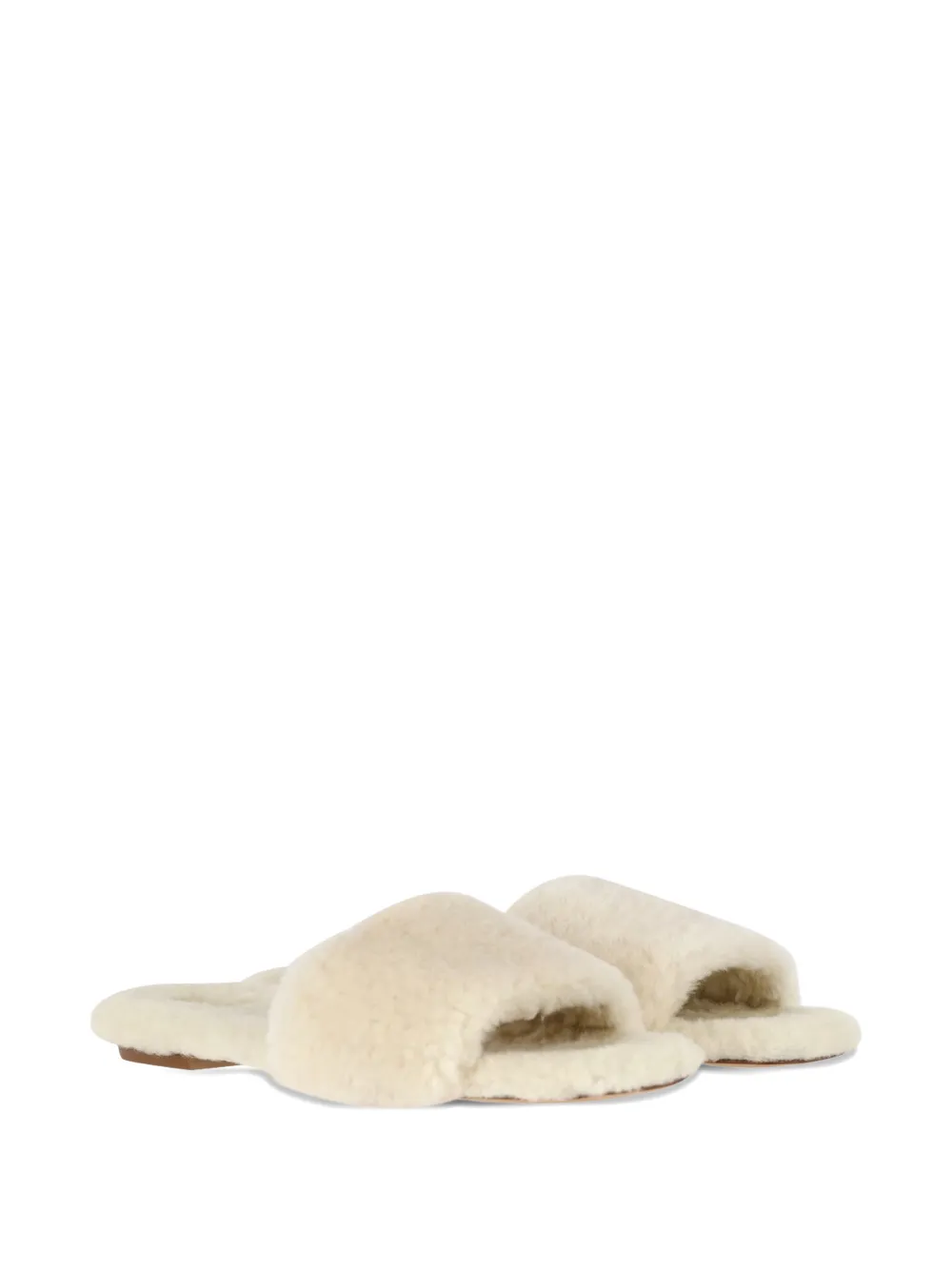 Aeyde shearling square-toe sandals - Beige