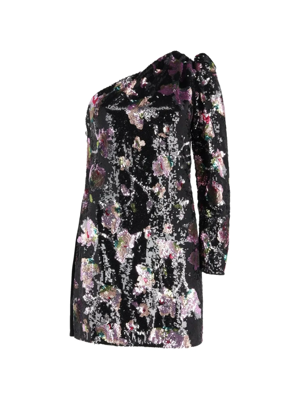 Self-Portrait velvet one-shoulder mini dress - Nero