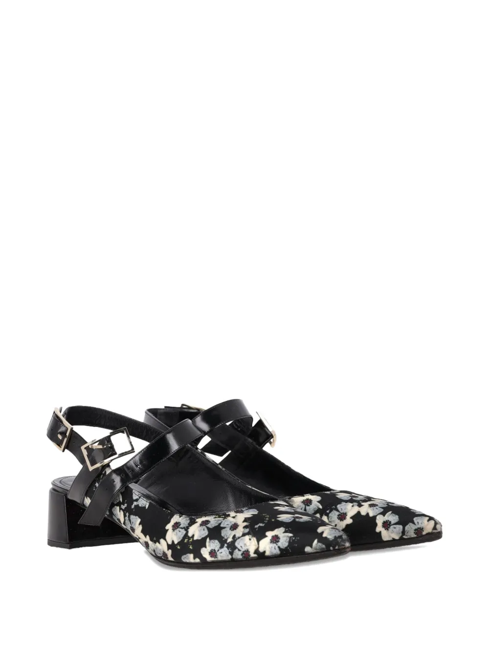 ERDEM floral-print slingback pumps - Zwart