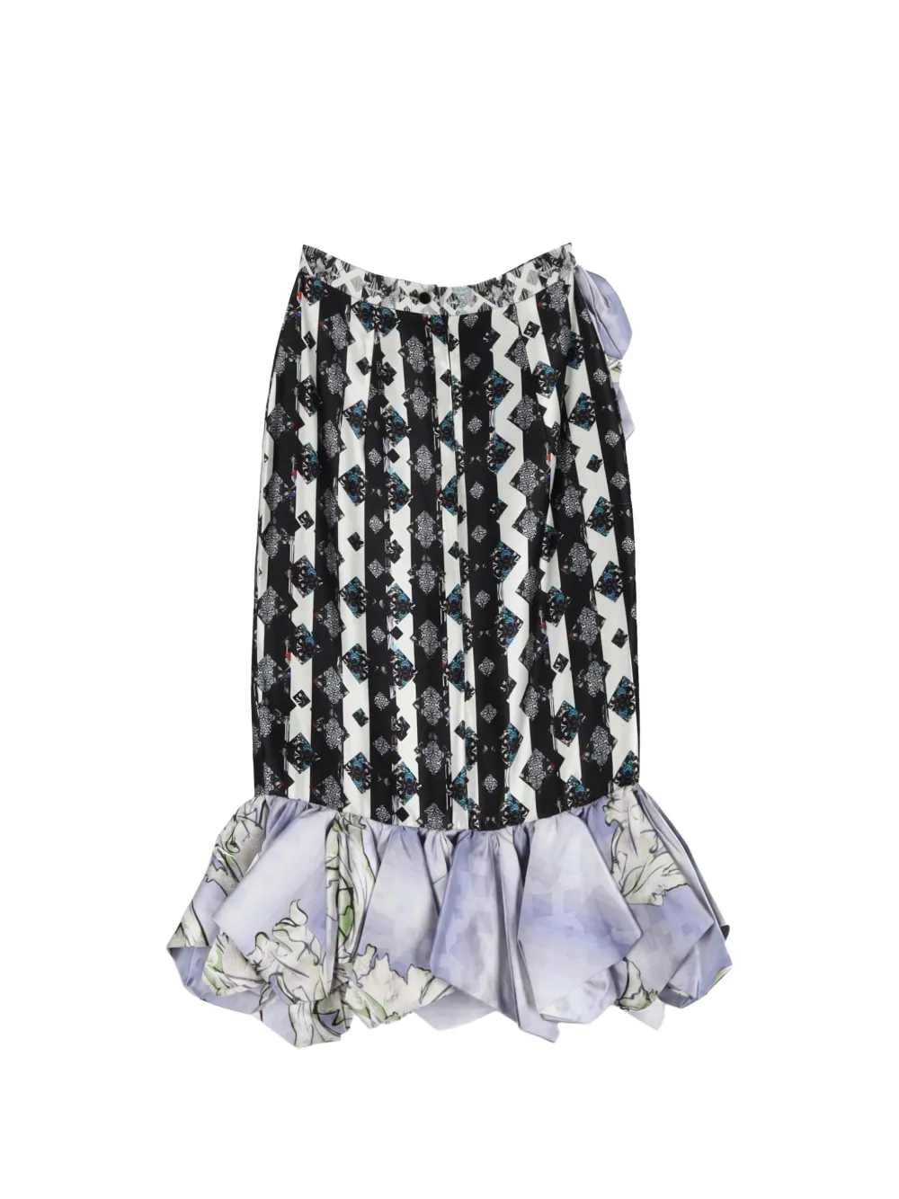 Peter Pilotto printed ruffled skirt - Zwart