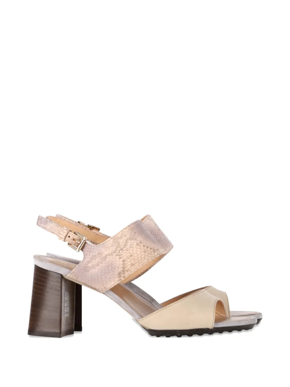 Tod's Vintage snakeskin-effect block-heel sandals - Nude