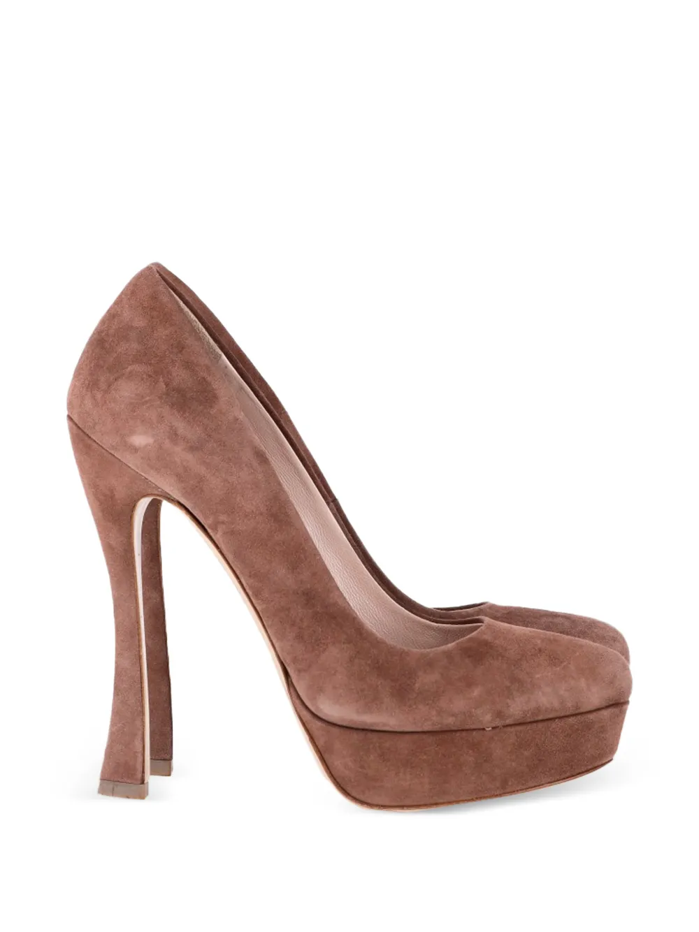 Miu Miu Pre-Owned platform suede pumps - Marrone