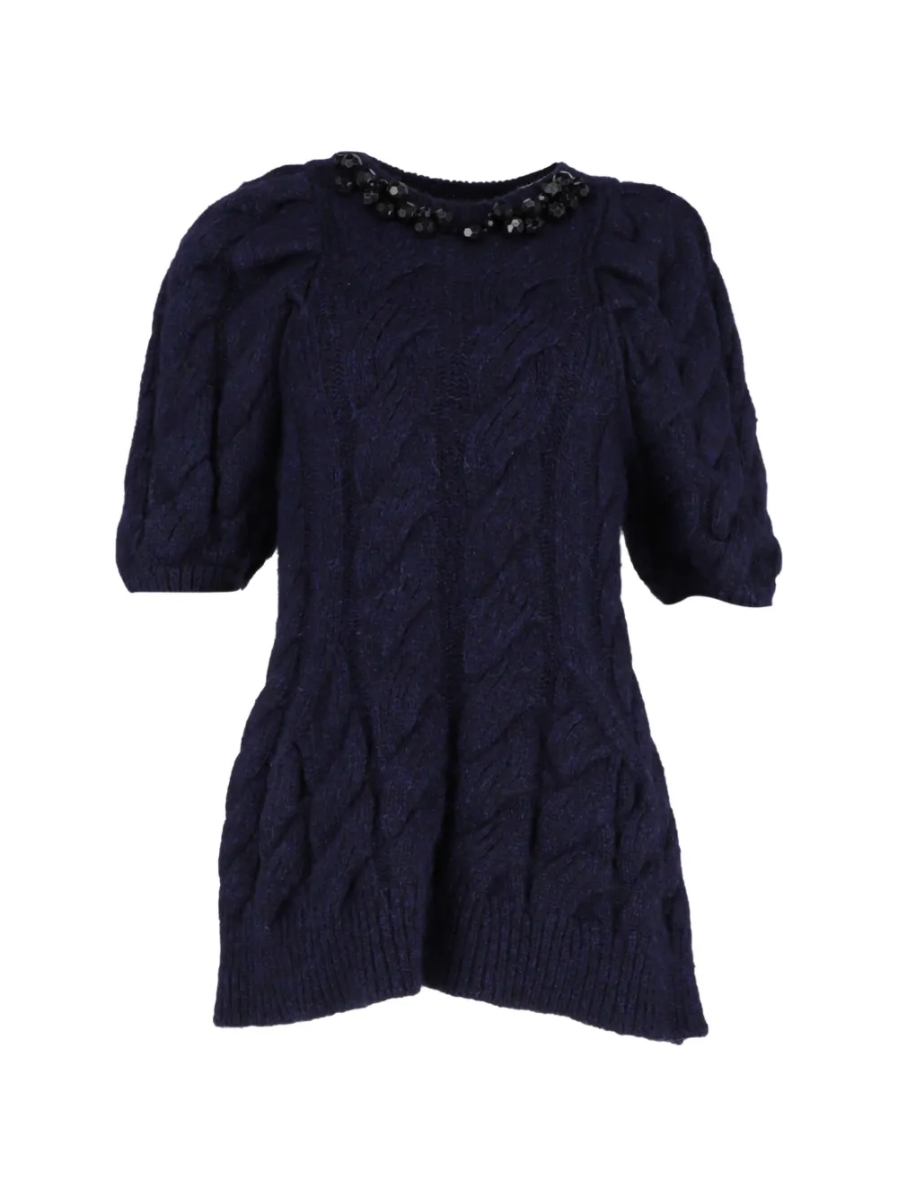 Simone Rocha cable-knit sculpted short-sleeve dress - Blu