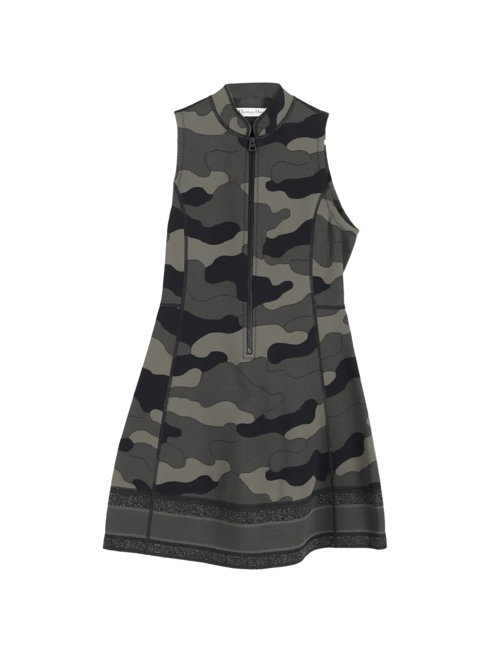 Christian Dior Pre-Owned zipped camouflage mini dress - Grigio