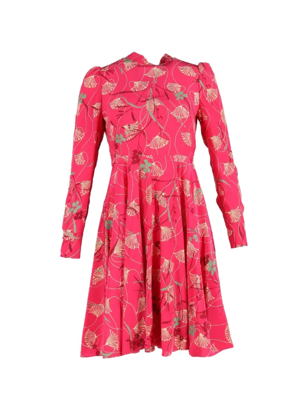 strapless open back dress Valentino Pink Floral Short Sleeve Cocktail Dress