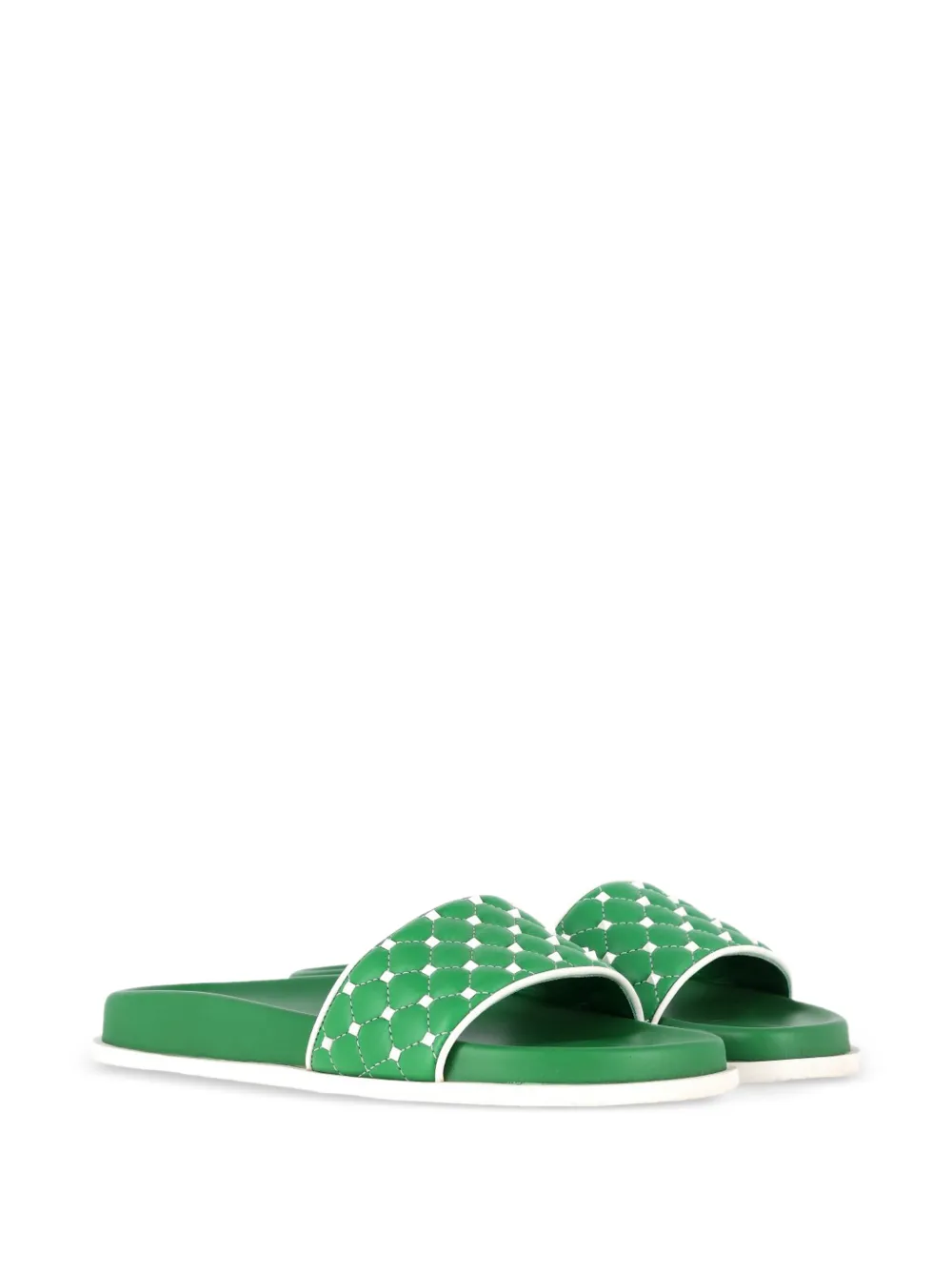 Valentino Garavani Pre-Owned Rockstud quilted flat sandals - Groen