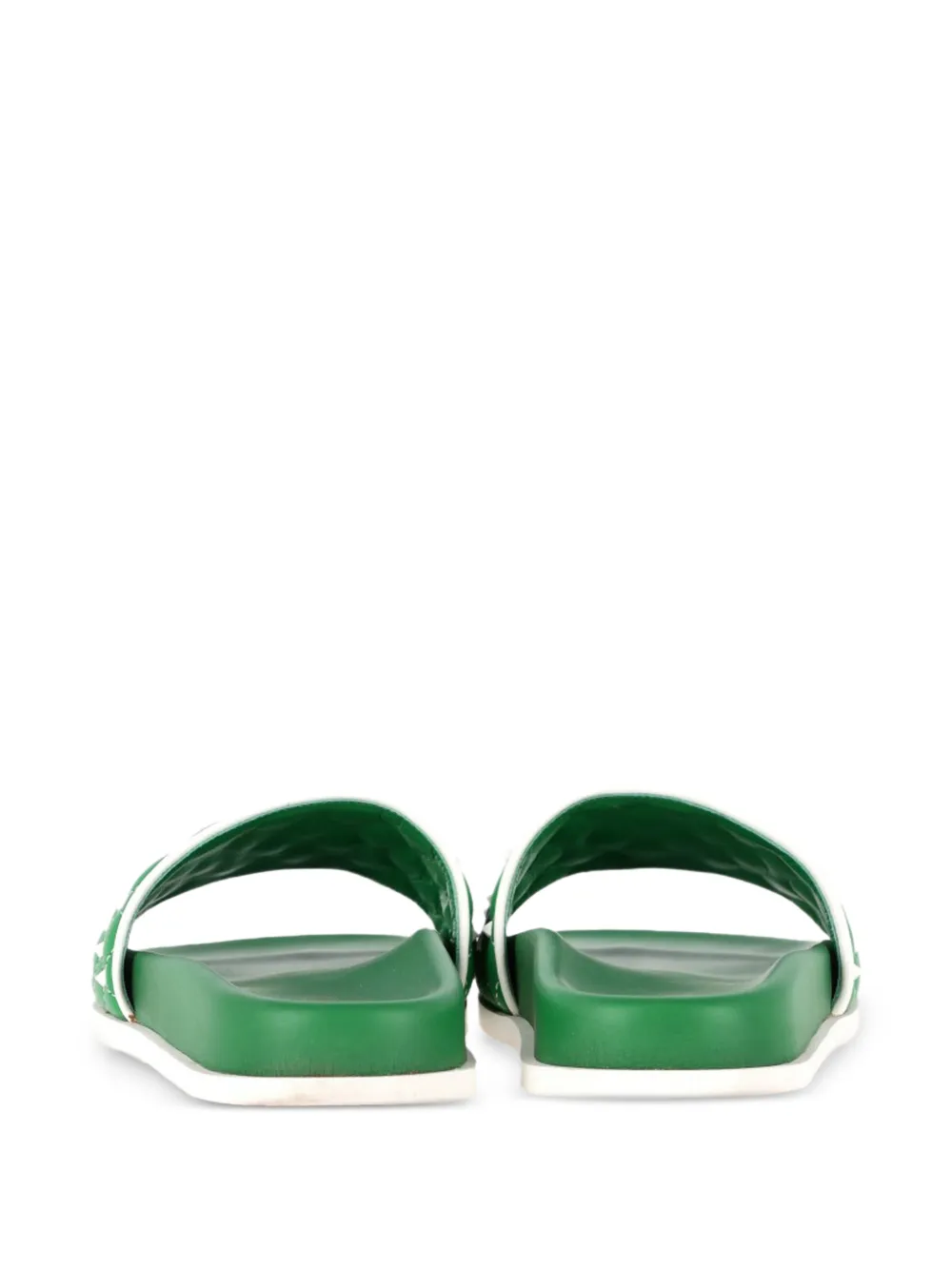  Valentino Garavani Pre-owned Rockstud Quilted Flat Sandals - Green 