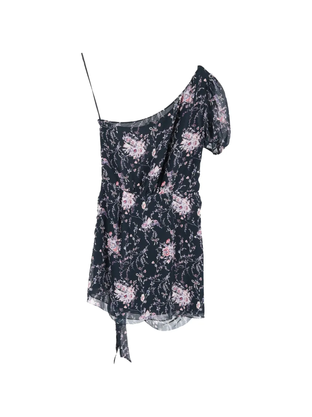 LoveShackFancy floral one-shoulder silk dress - Nero