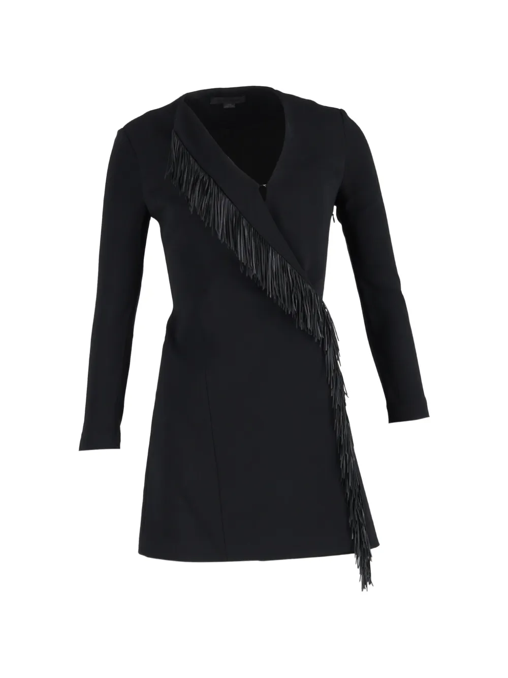 Pre-Owned Alexander Wang fringed wrap mini dress - Nero