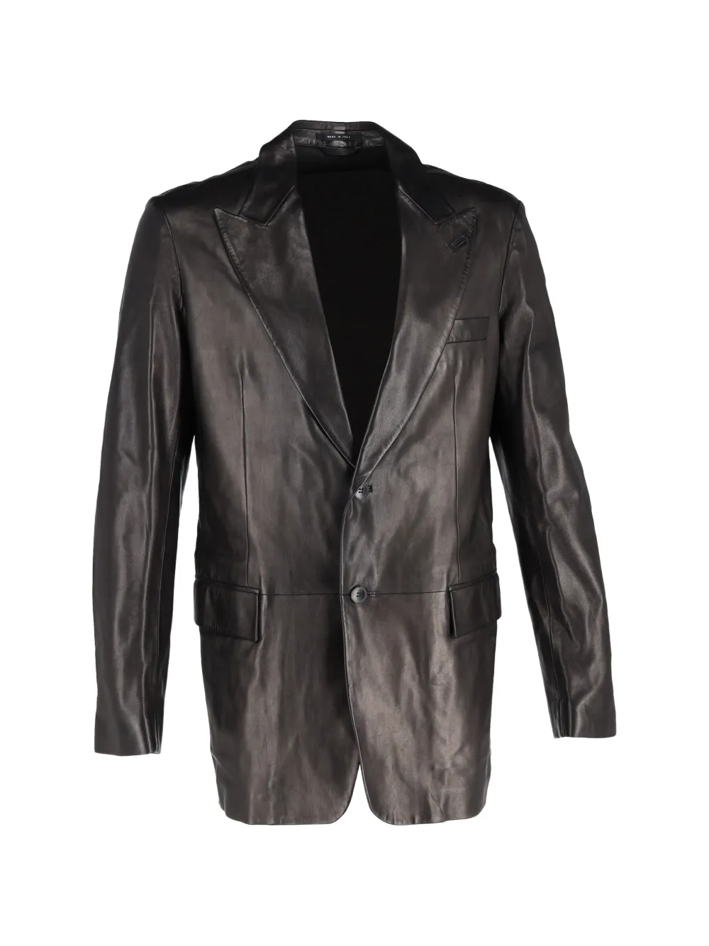 Gucci Pre-Owned single-breasted leather blazer - Marrone