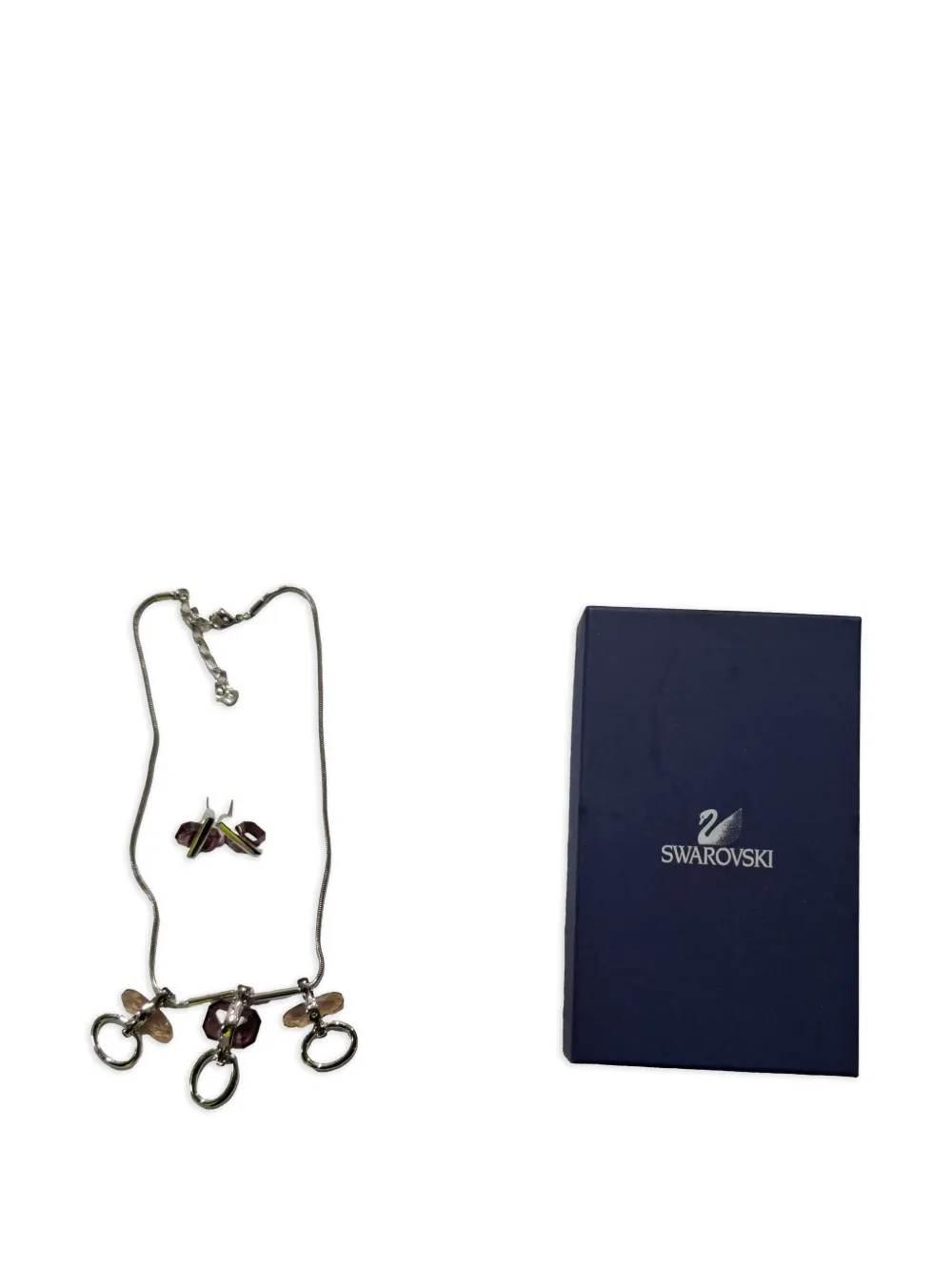 Crystal-Pendant Earrings And Necklace Set