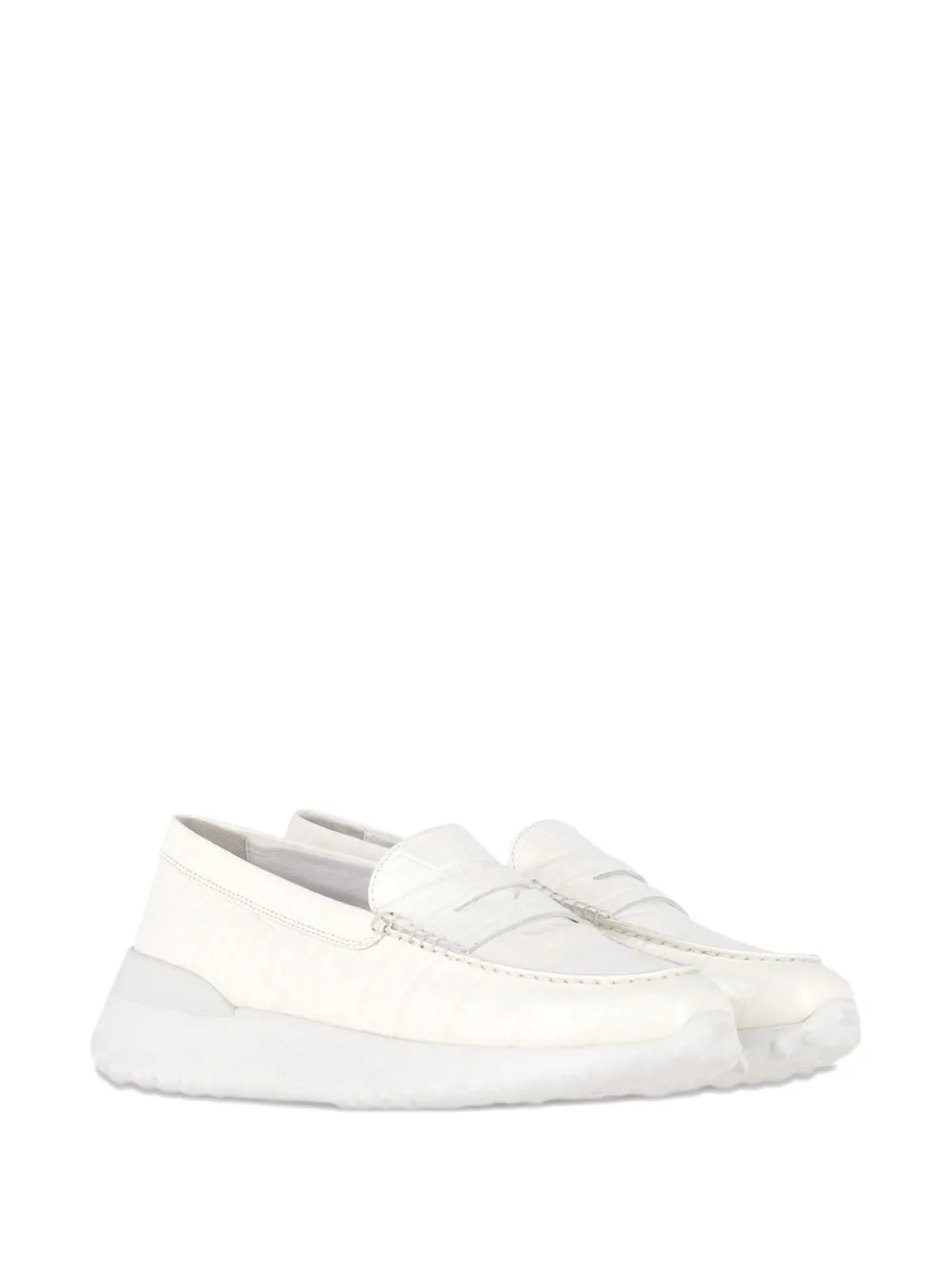 Tod's Vintage croc-embossed leather loafers - Wit