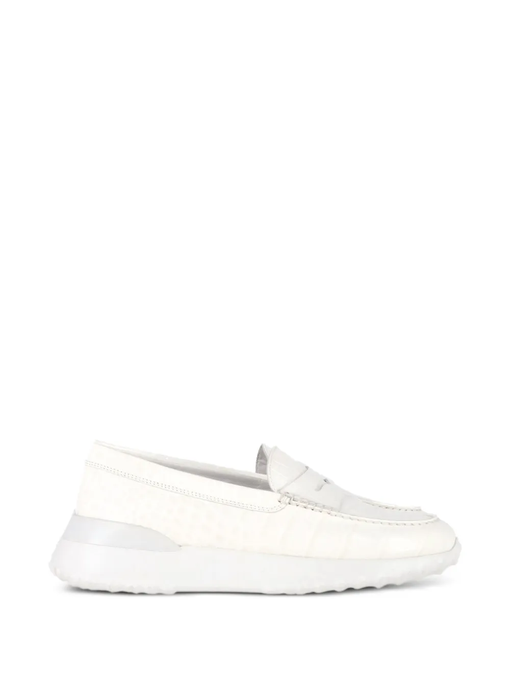 Tod's Vintage croc-embossed leather loafers - Bianco