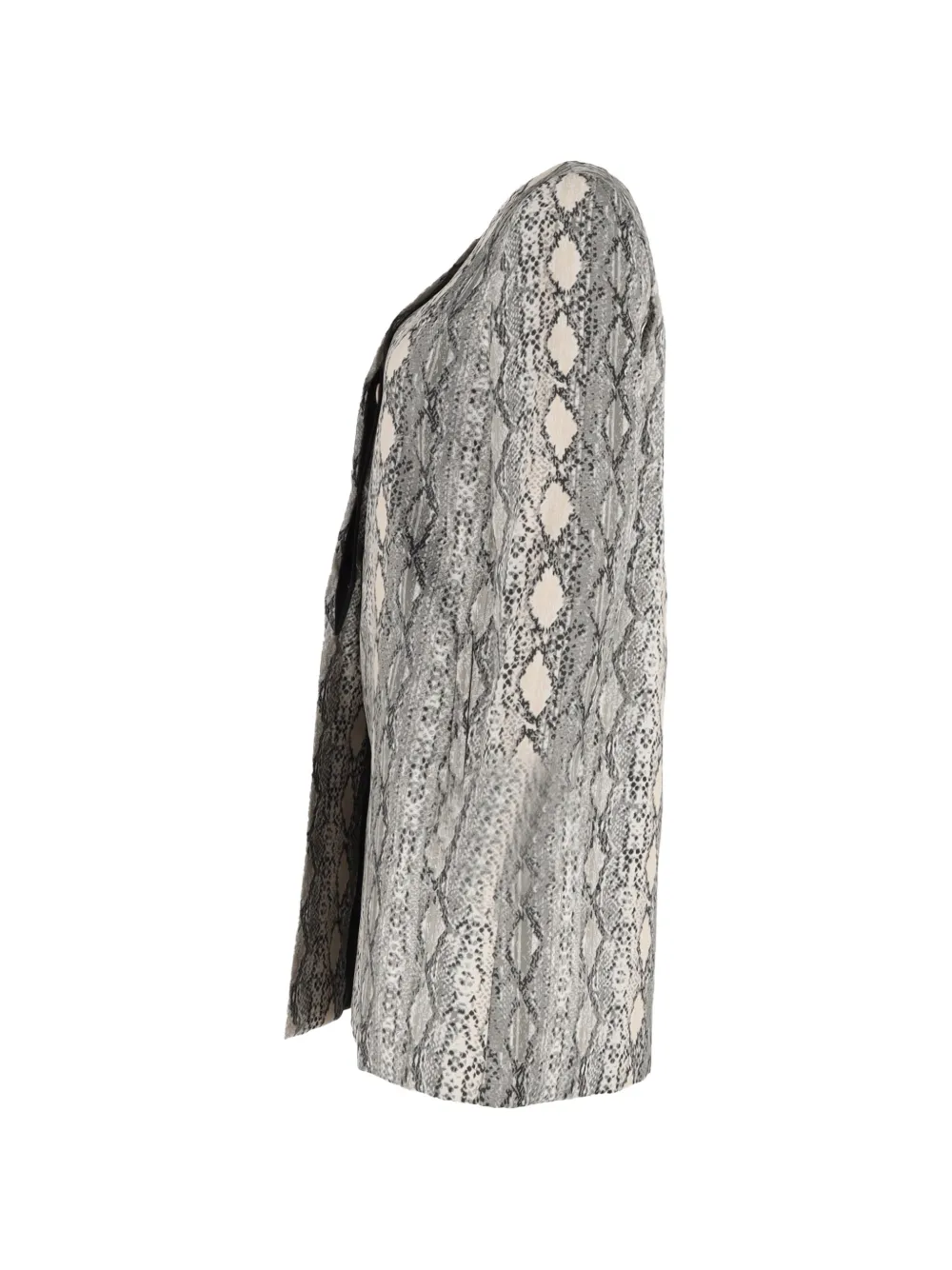 Snake-Print Collarless Coat
