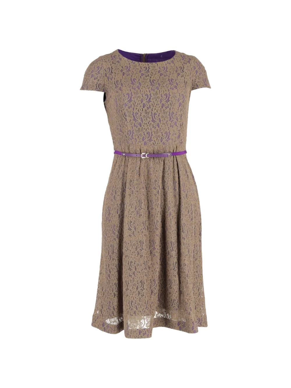 Max Mara belted lace midi dress - Toni neutri