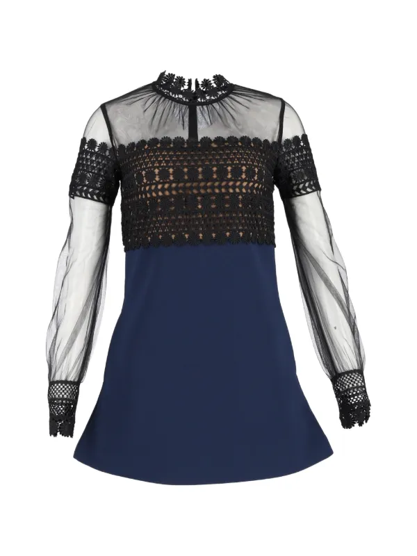 self portrait blue lace mini dress Self-Portrait long-sleeve | Colour:Espresso ankara_party_dress Flower lace 17 Cozy Knit Dresses