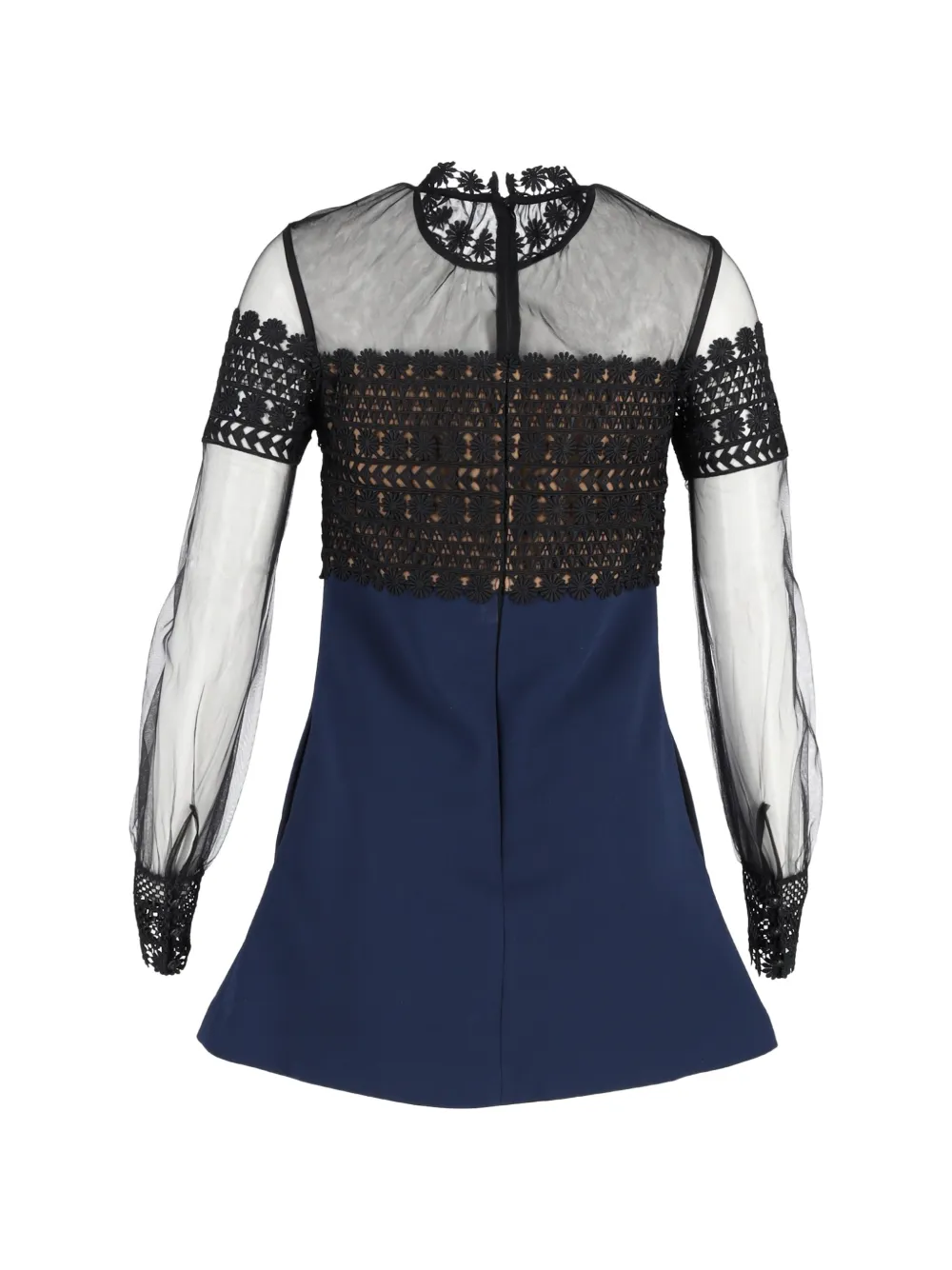 Self-Portrait lace long-sleeve mini dress - Blauw