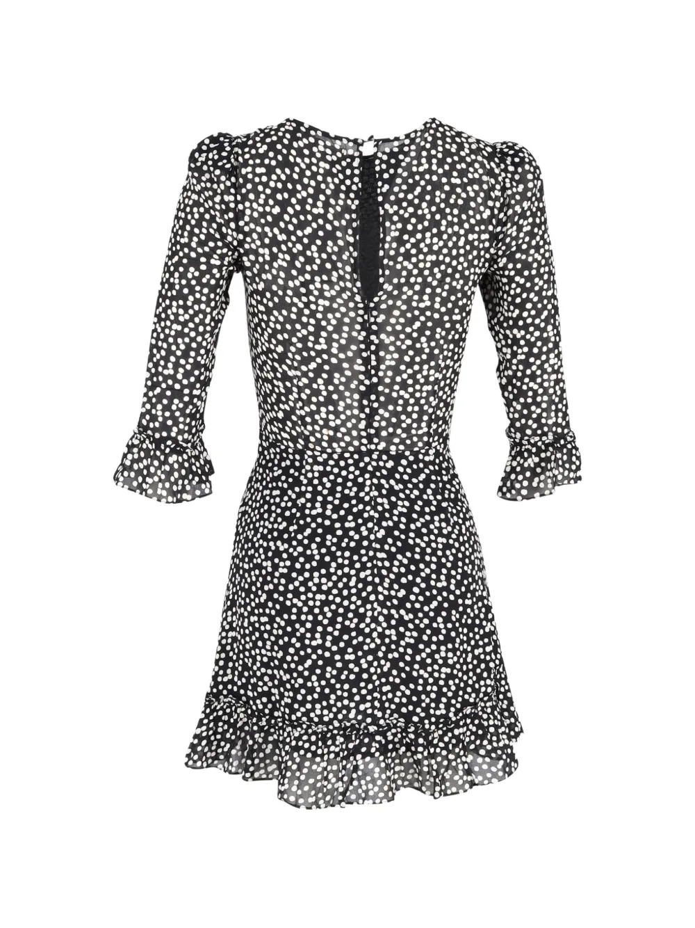 Reformation polka-dot ruffle mini dress - Zwart