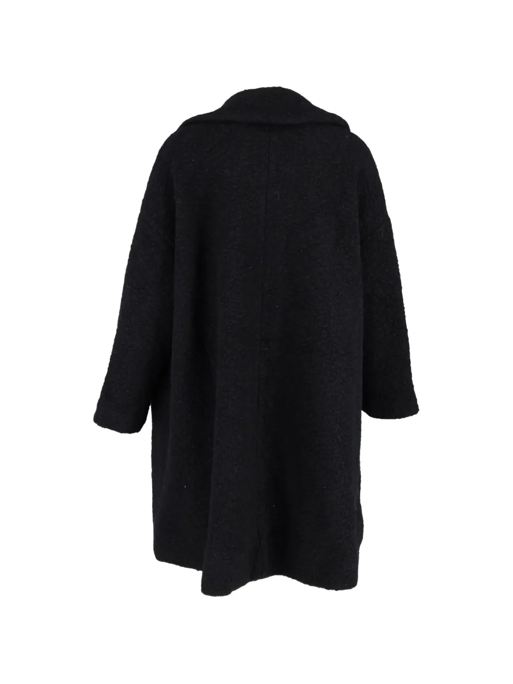 GANNI Boucl&eacute; flap-pocket wool coat - Zwart