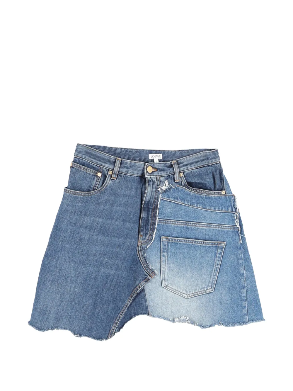 Loewe Pre-Owned patchwork denim skirt - Blu