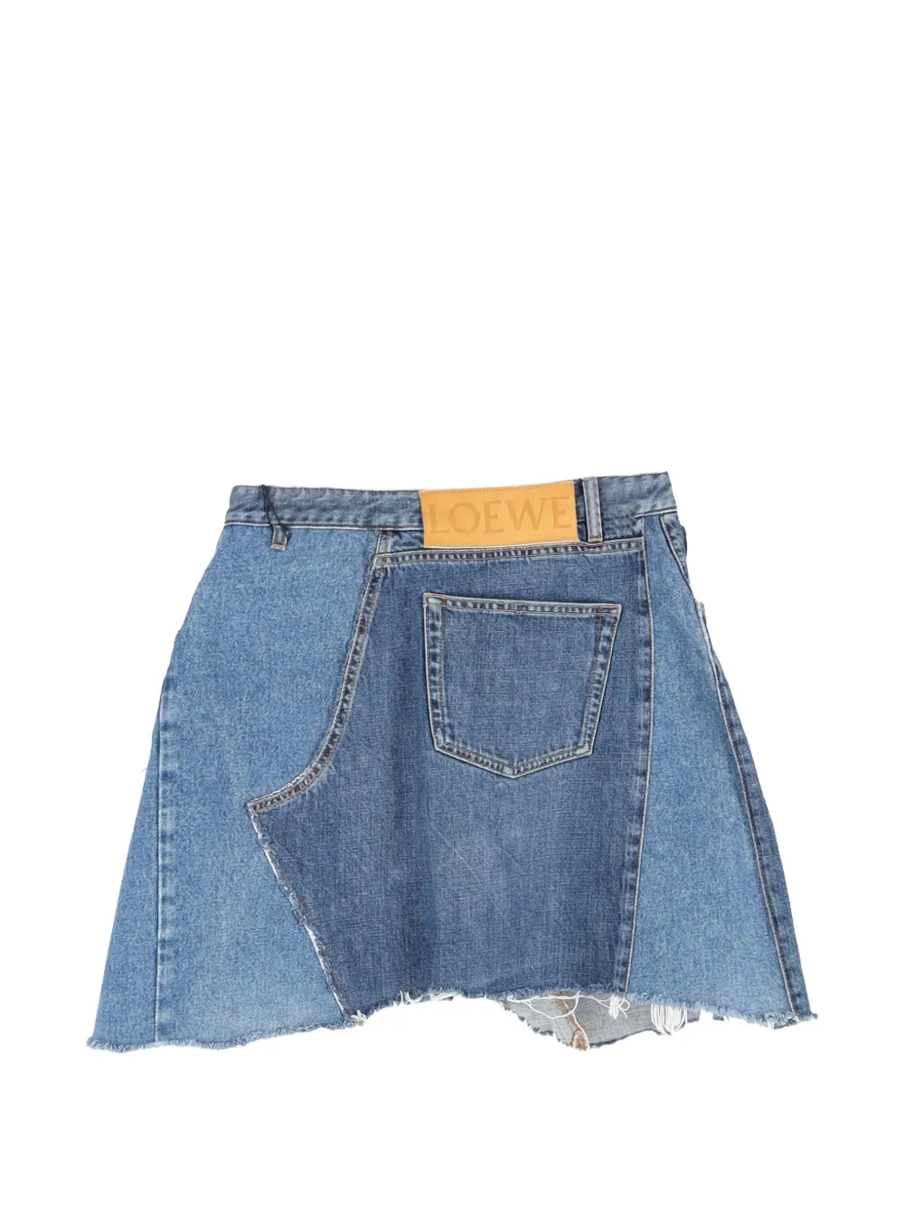 Loewe Pre-Owned patchwork denim skirt - Blauw