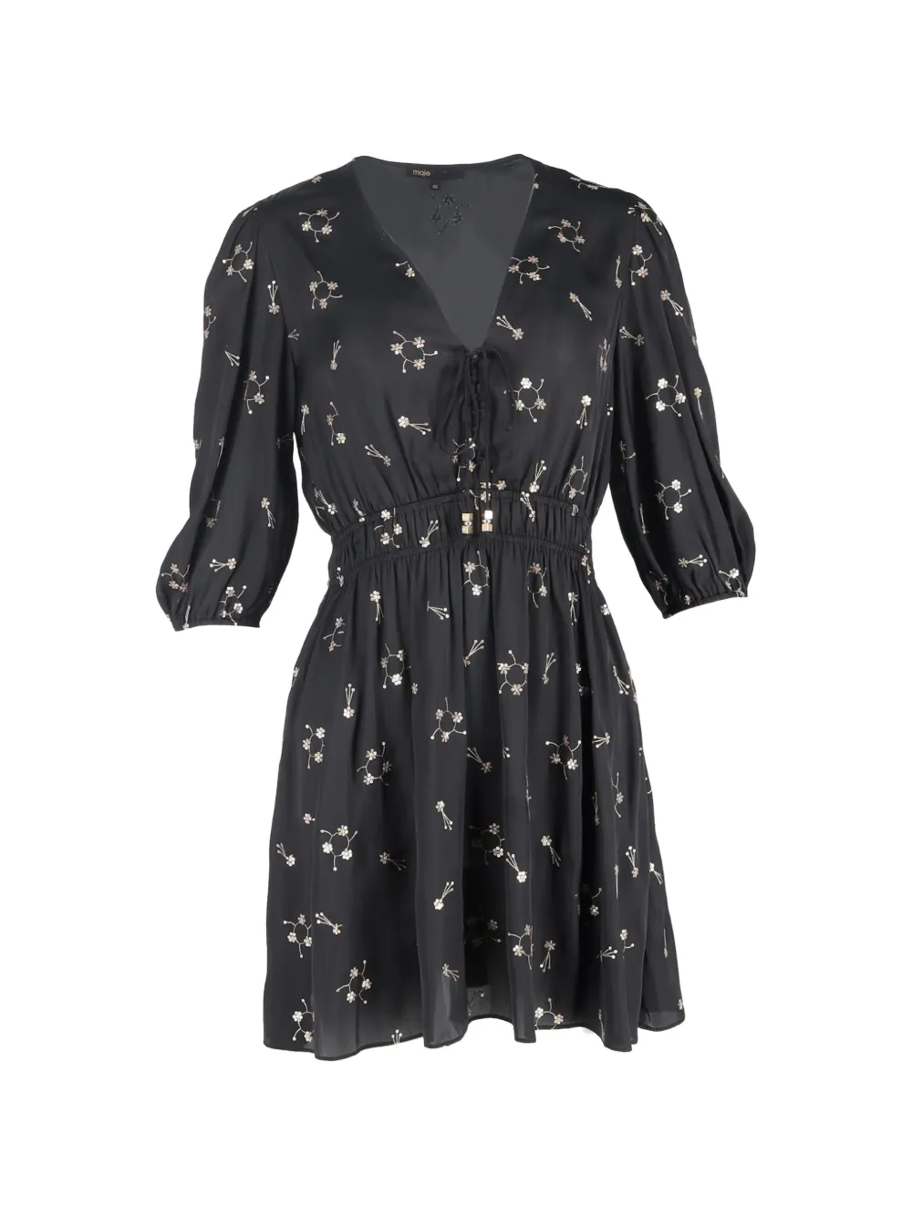 Maje sequin embellished V-neck mini dress - Nero