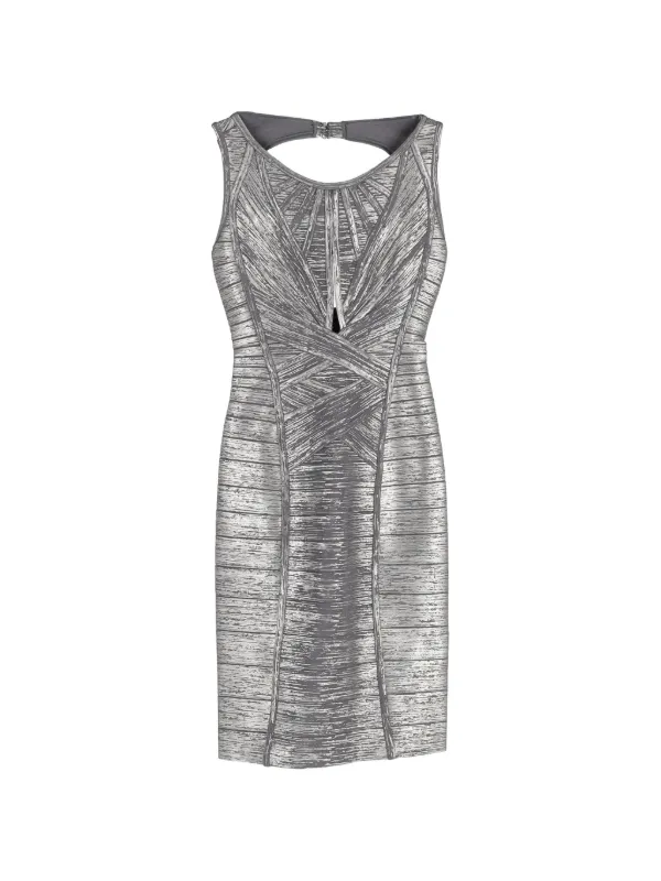 Herve Leger Cut-out Bandage Dress - Grey