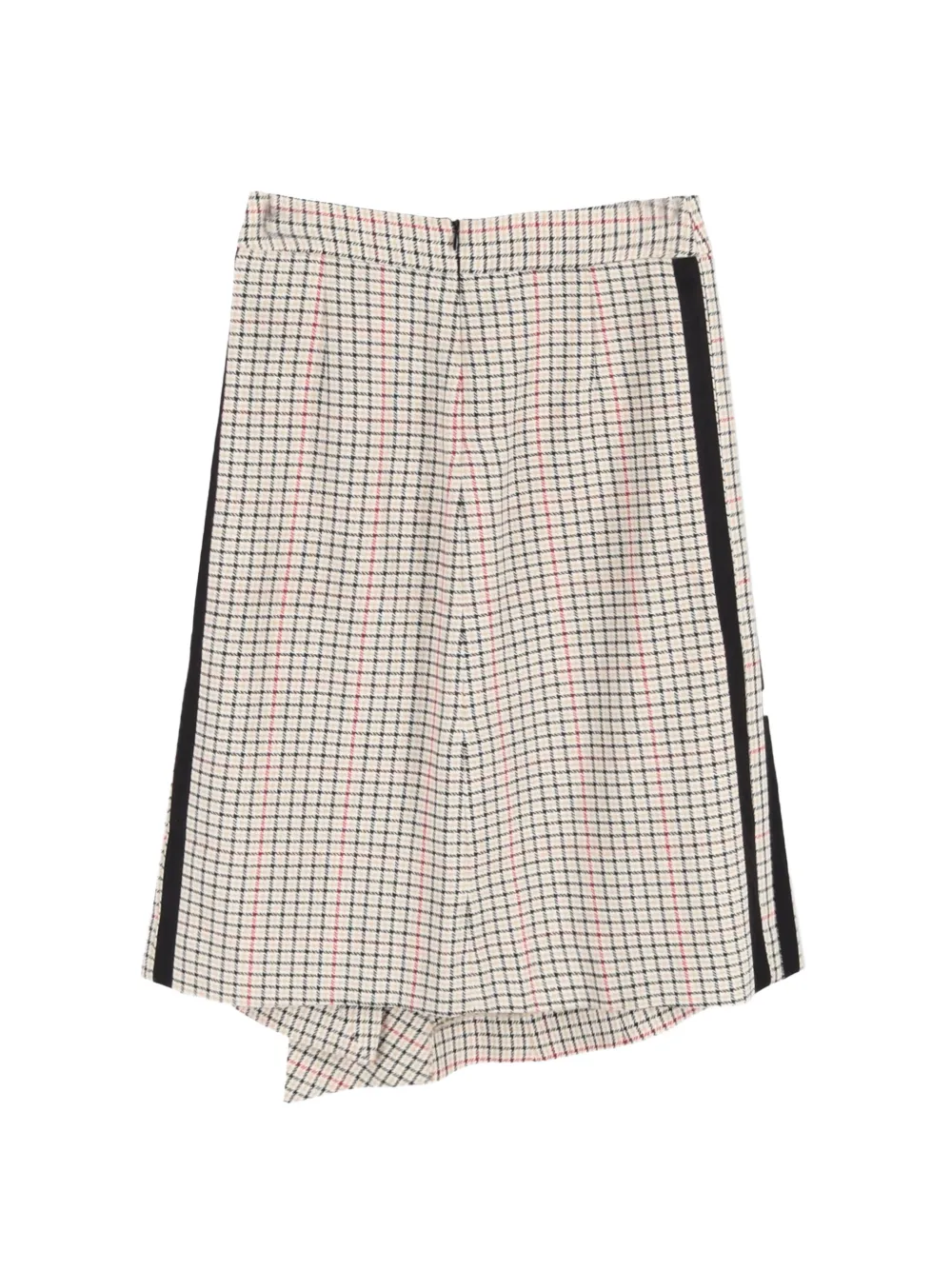 Plaid-Pattern Asymmetric Midi Skirt