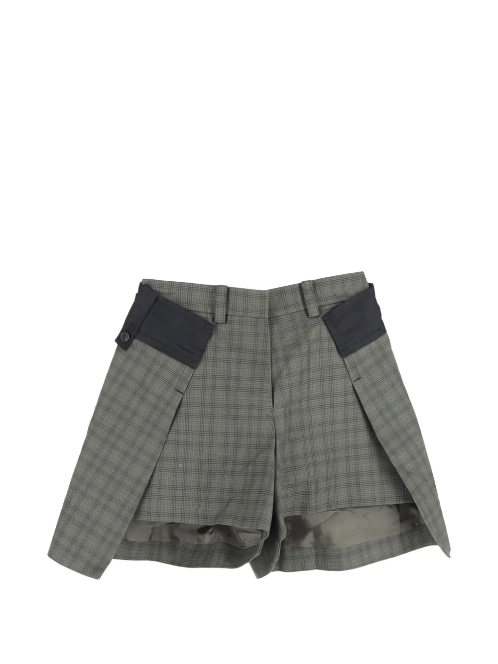 sacai layered checked shorts - Grigio
