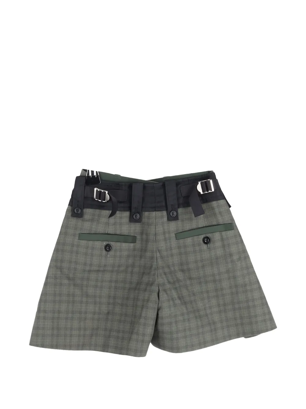Sacai layered checked shorts - Grijs
