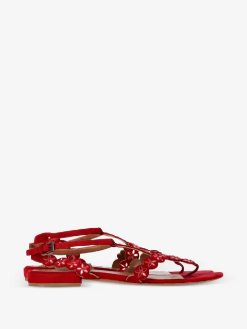 Alaïa Pre-Owned 플라워 장식 레이저 컷 앵클 스트랩 샌들