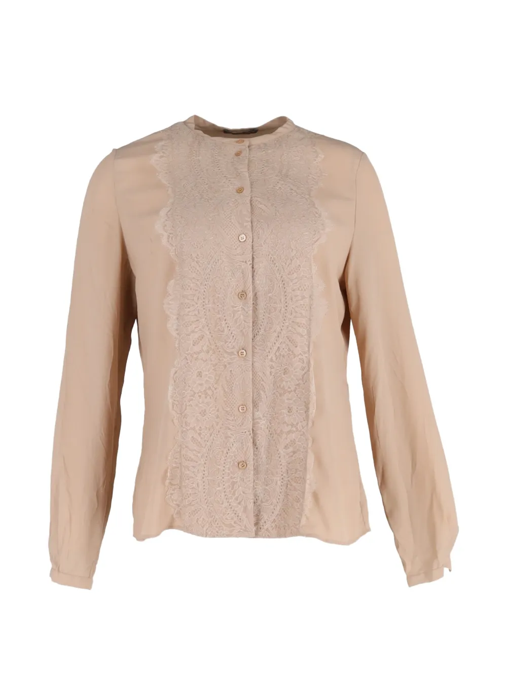 Alexander McQueen Pre-Owned lace-trimmed shirt - Neutrals