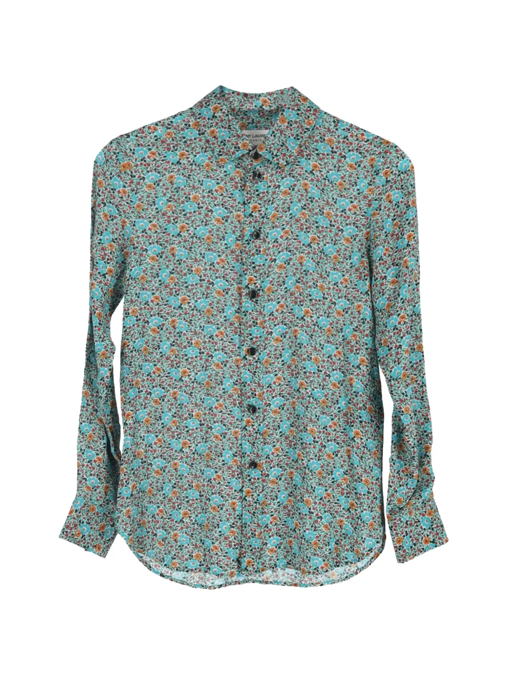 Saint Laurent Pre-Owned floral-print button-up shirt - Blu