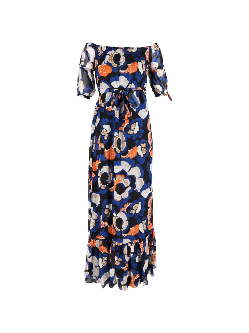 Diane Von Furstenberg Vintage Ashley off-shoulder belted dress - Blu