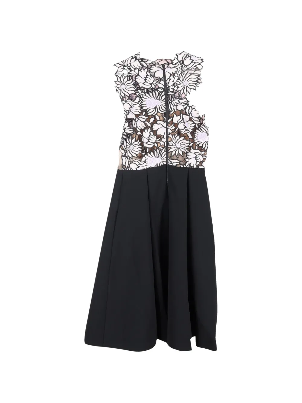Self-Portrait floral-lace detailed midi dress - Zwart