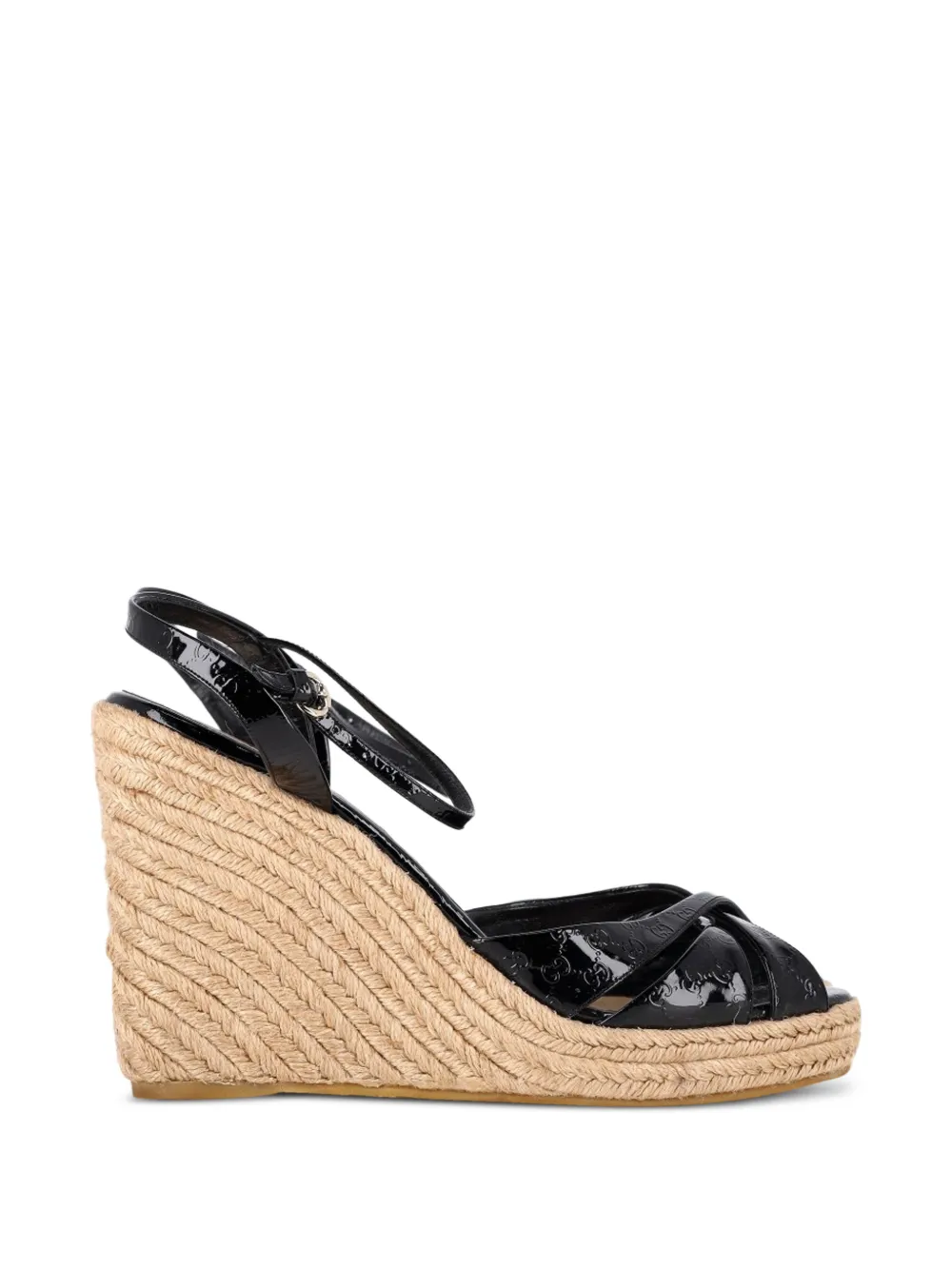 Gucci Pre-Owned Microguccissima wedge-heel espadrilles - Nero