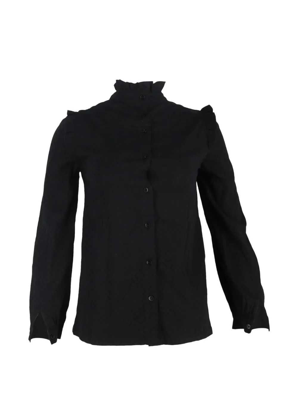 A.P.C. ruffle-trim long-sleeve blouse - Nero