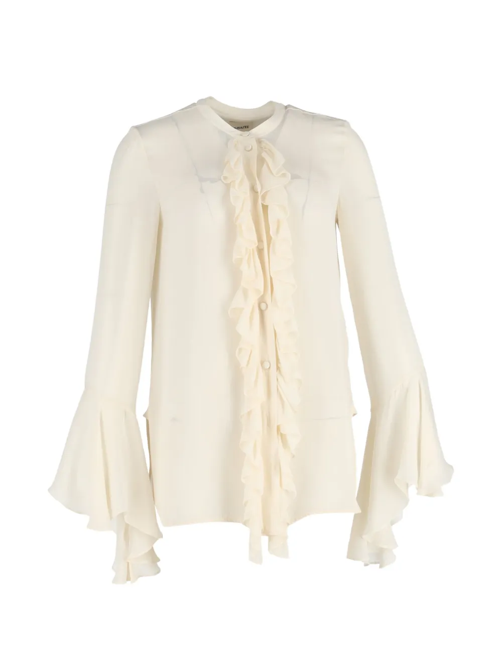 KHAITE ruffled silk shirt - Toni neutri