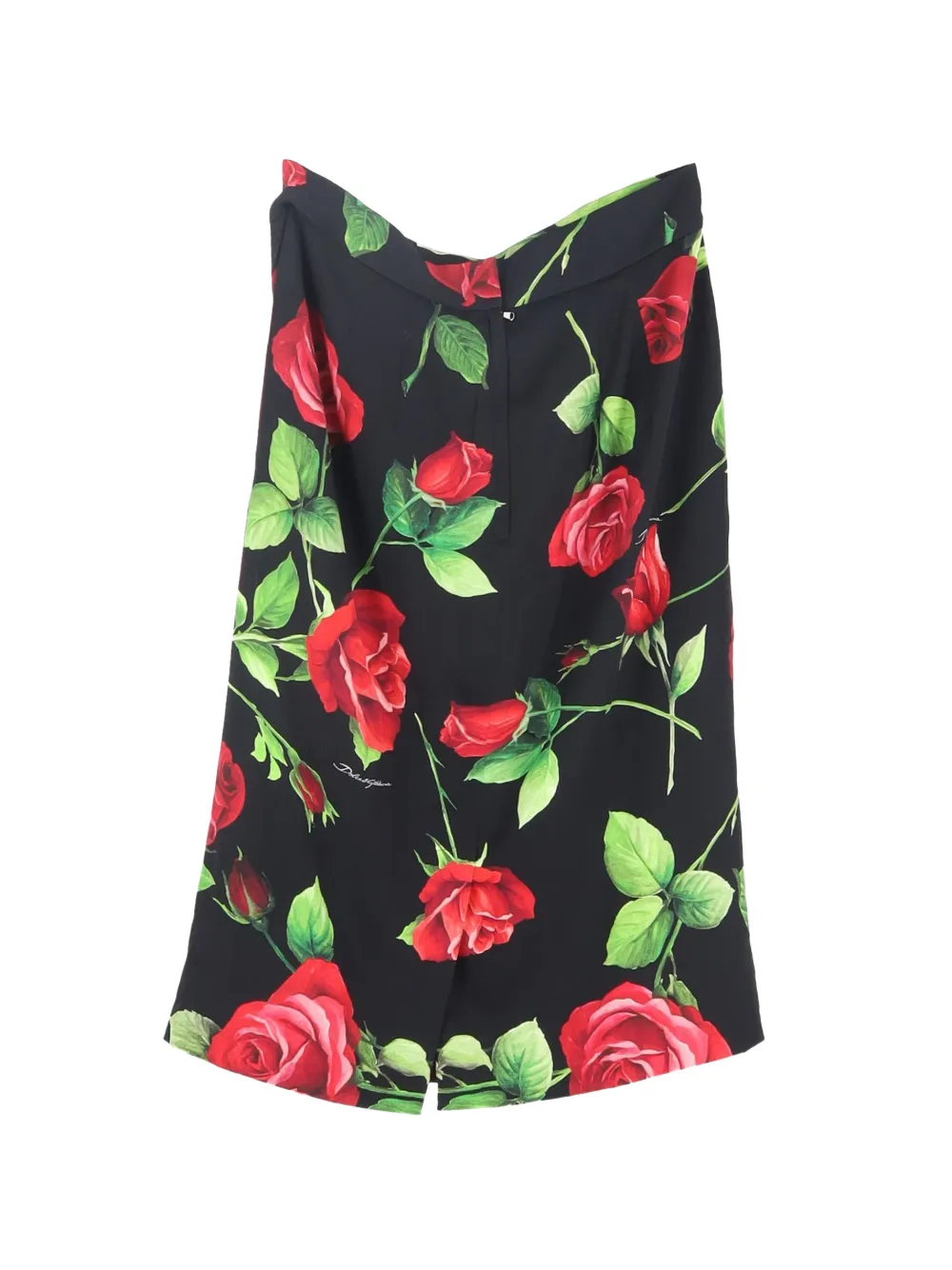 Dolce & Gabbana Pre-Owned rose-print silk midi skirt - Zwart