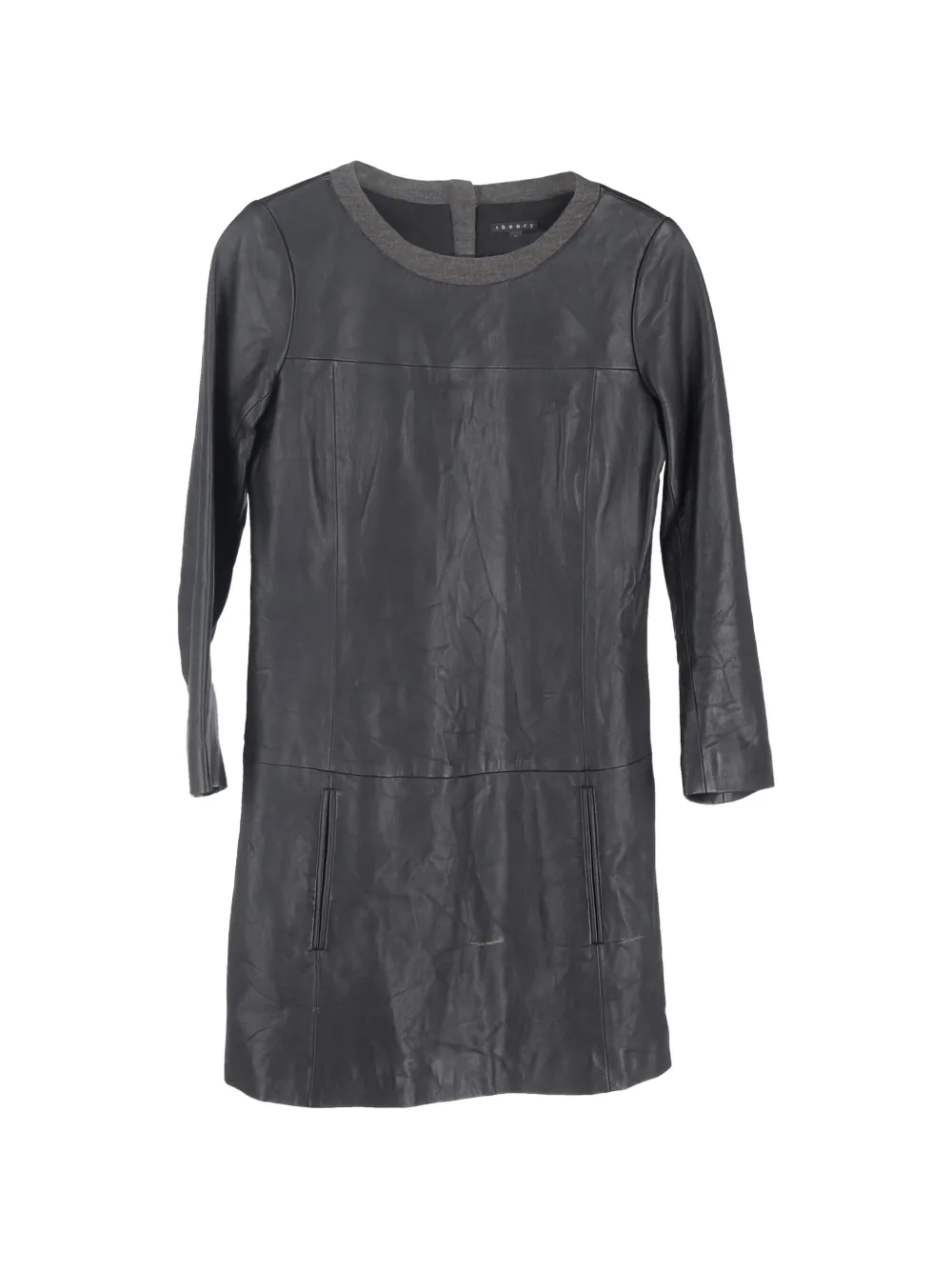 Theory long-sleeve leather mini dress - Grigio
