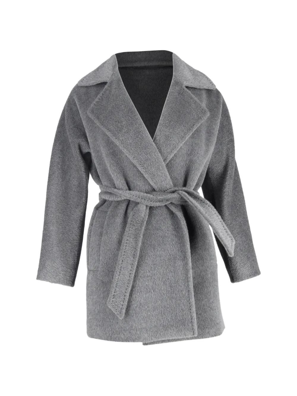 Max Mara belted notched-lapel coat - Grigio