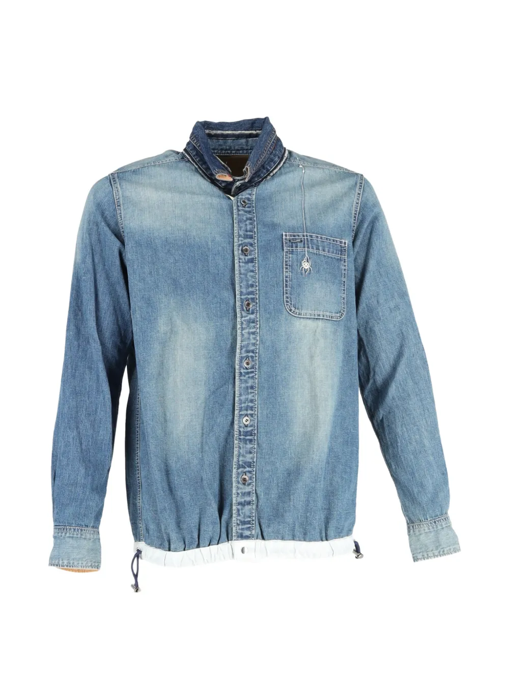 sacai x Dr Woo embroidered-spider denim shirt - Blu