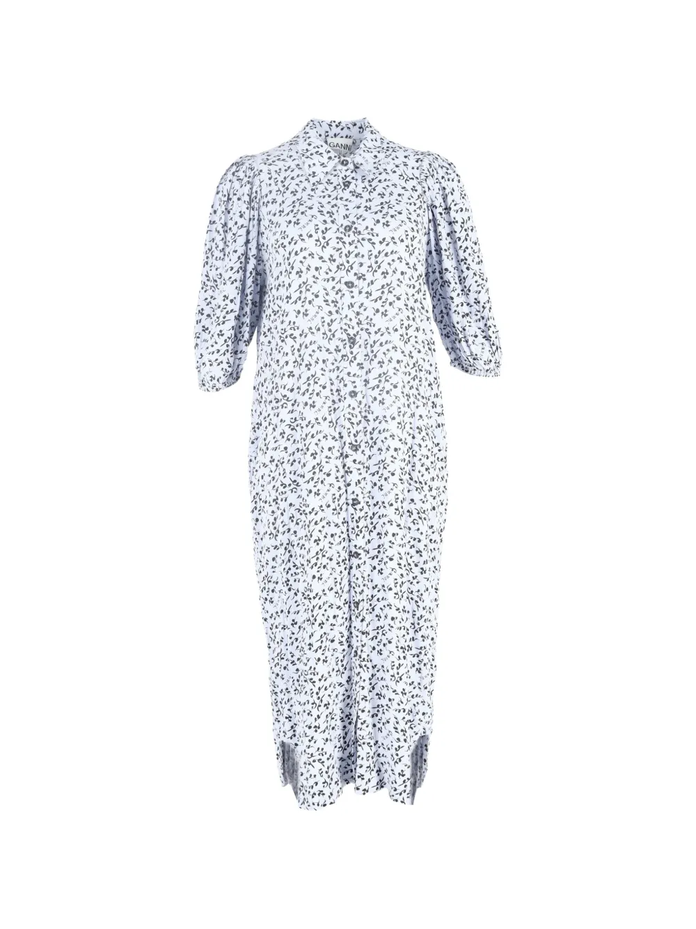 GANNI printed button-down shirt dress - Blu