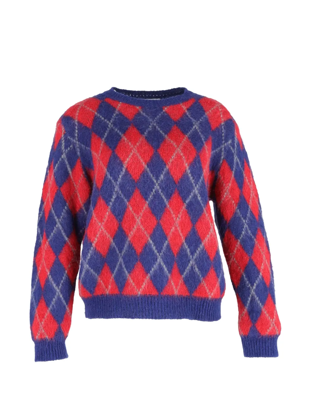 SANDRO Jona argyle-pattern crew-neck sweater - Rosso