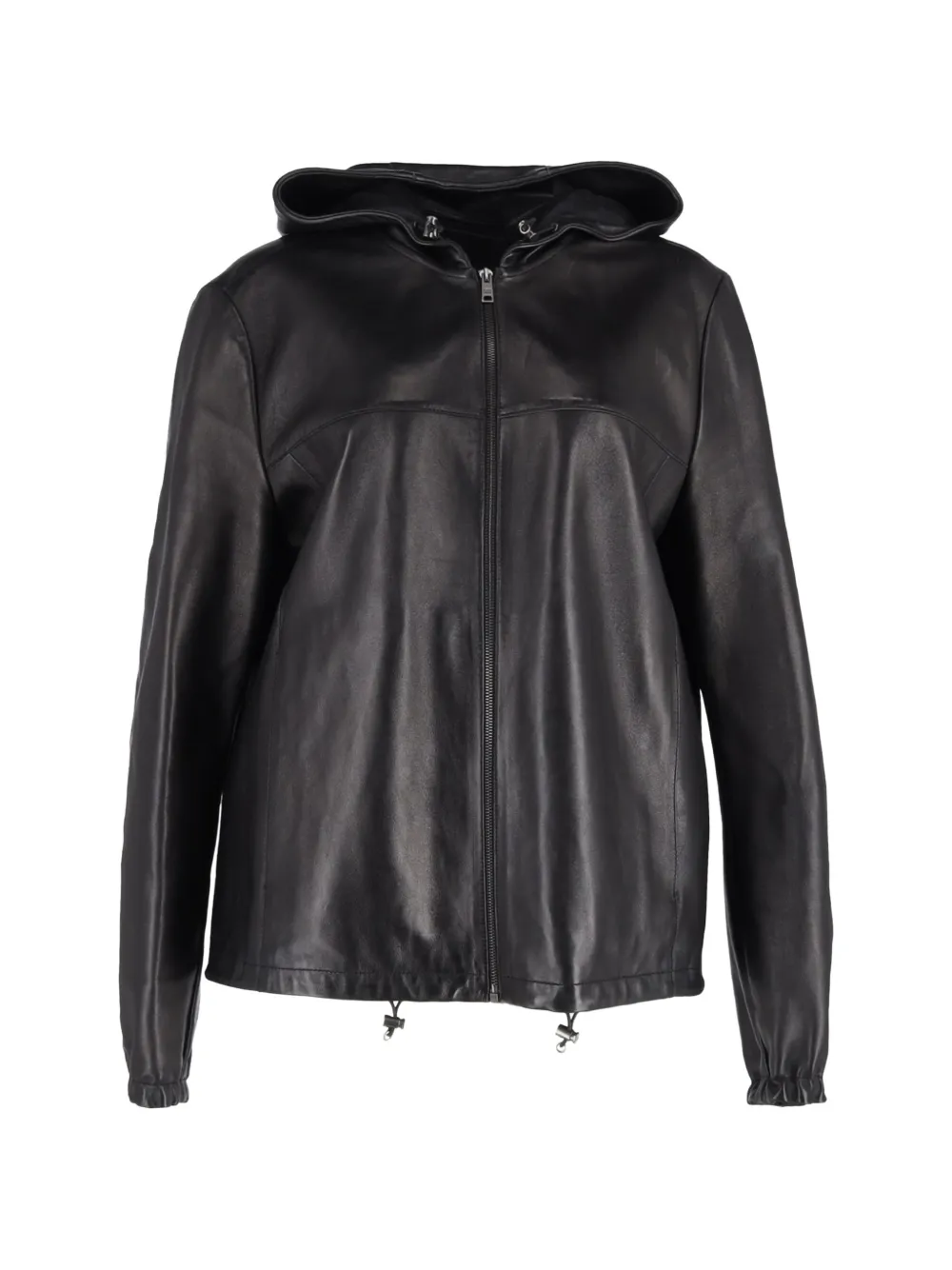Prada Pre-Owned zipped hooded leather jacket - Nero