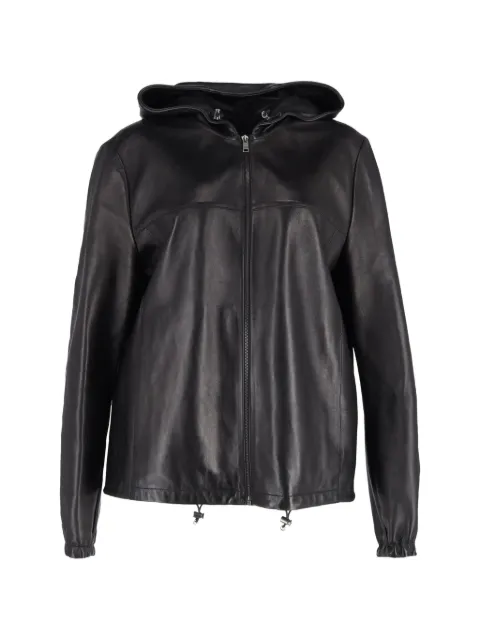 Prada Pre-Owned zipped hooded leather jacket