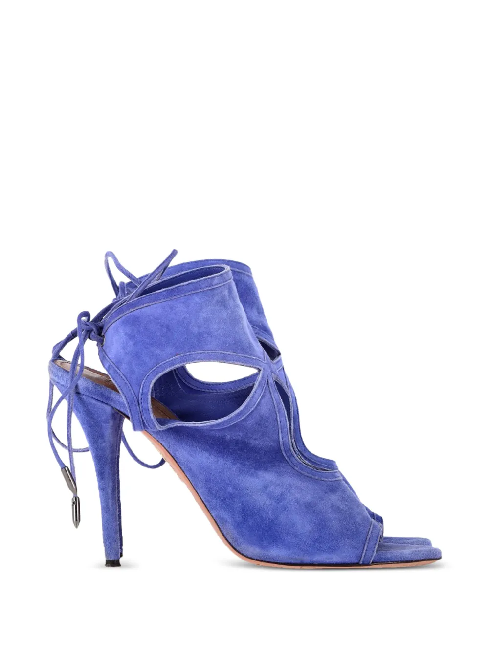 Aquazzura cut-out suede heeled sandals - Blau