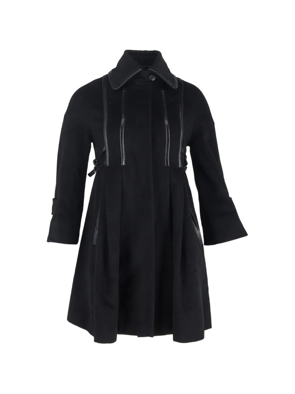 Sportmax Vintage leather-trim wool coat - Nero